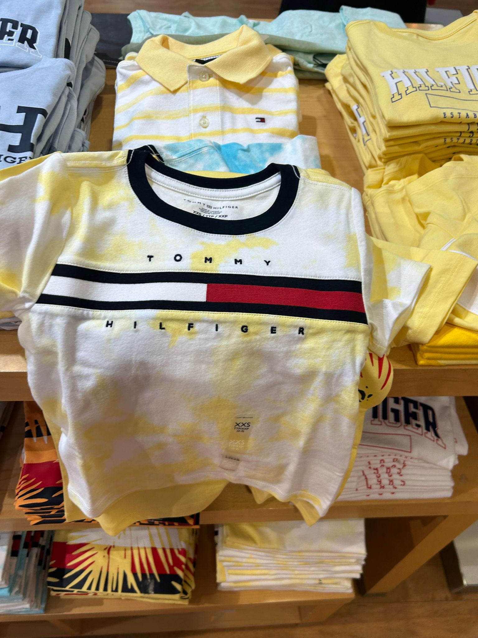 Boys' Tommy Hilfiger Tie-Dye Flag Logo T-Shirt/Citronella