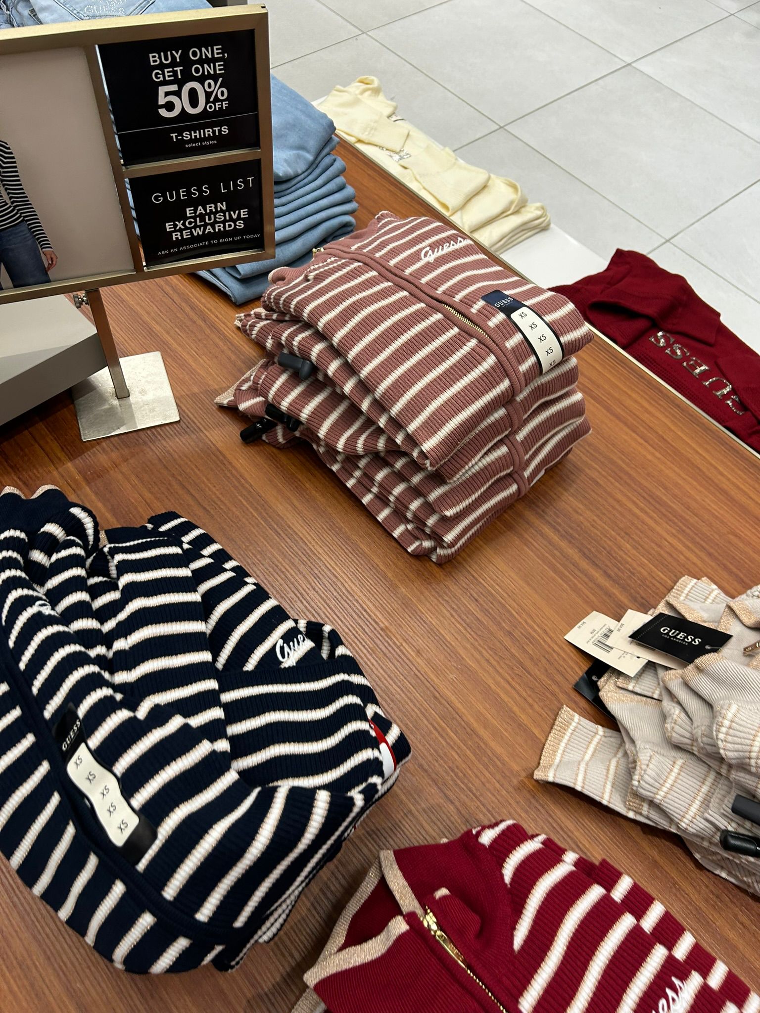 Guess Womens' Zinnia Striped Zip Sweater bLUE