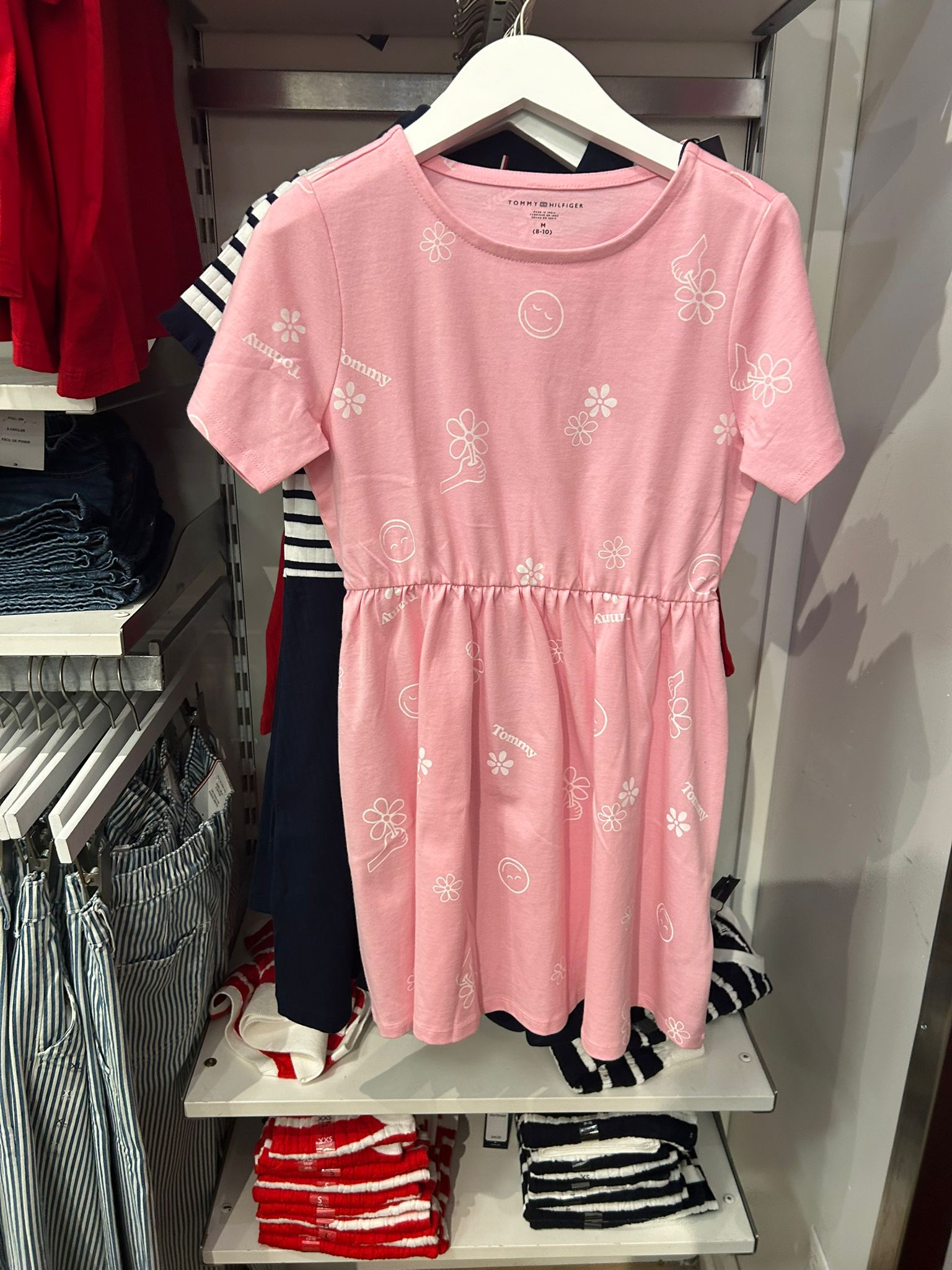 Kids' Spring Graphic T-Shirt Dress-Pink