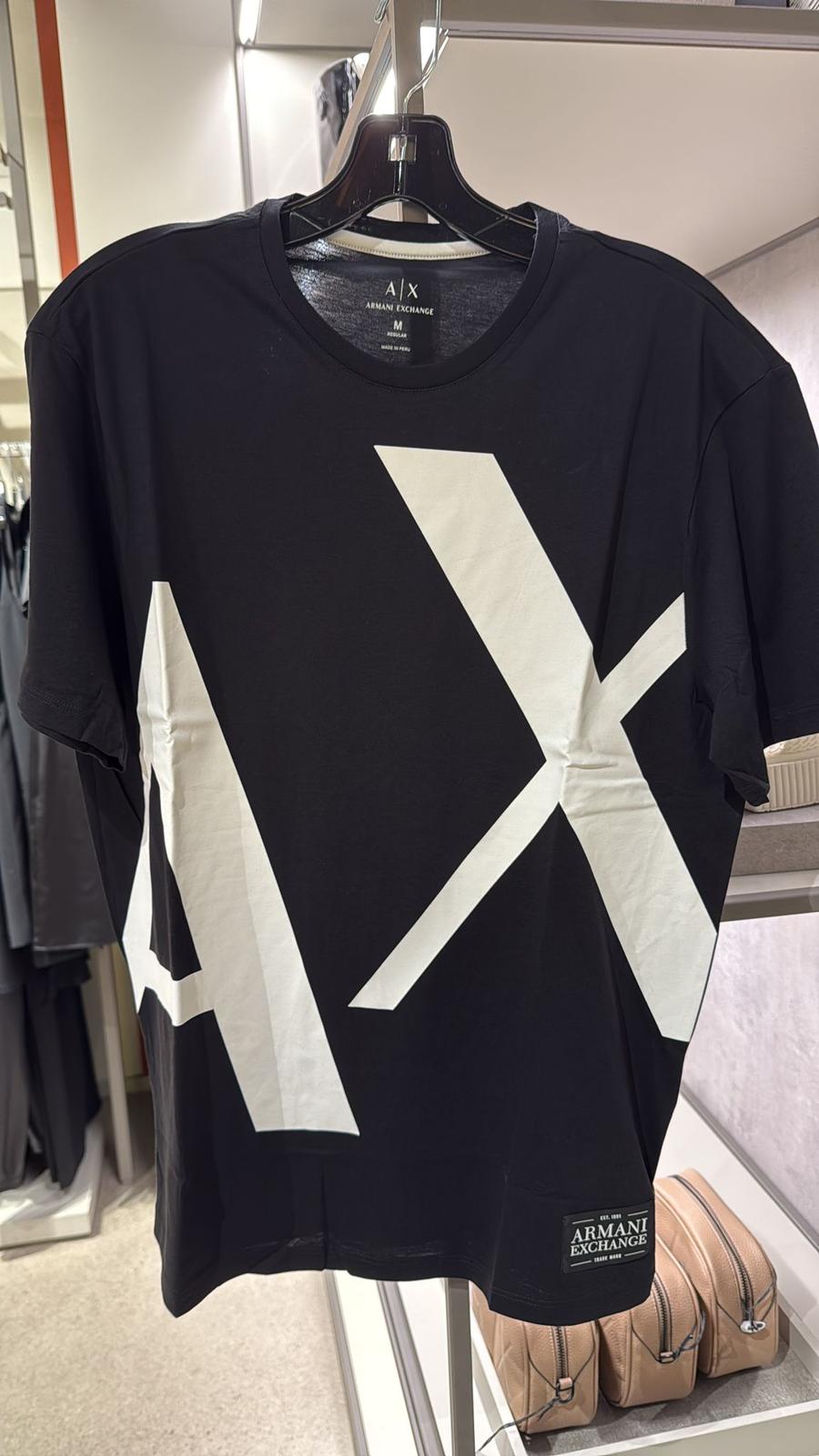 ARMANI EXCHANGE MENS' Logo Print Regular Fit T-shirt /BLACK