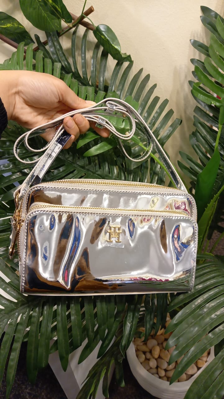 TOMMY HILFIGER Women Metallic Silver Fashion Cross Body Bag