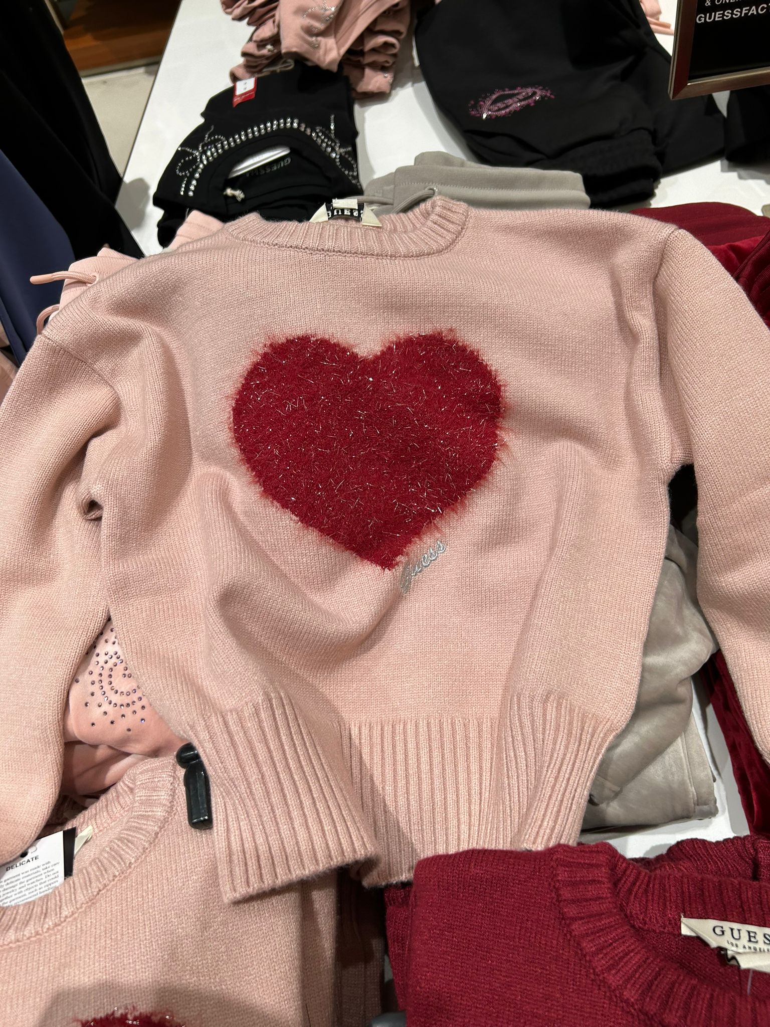 Guess Girls Stella Heart Sweater (7-14) Pink