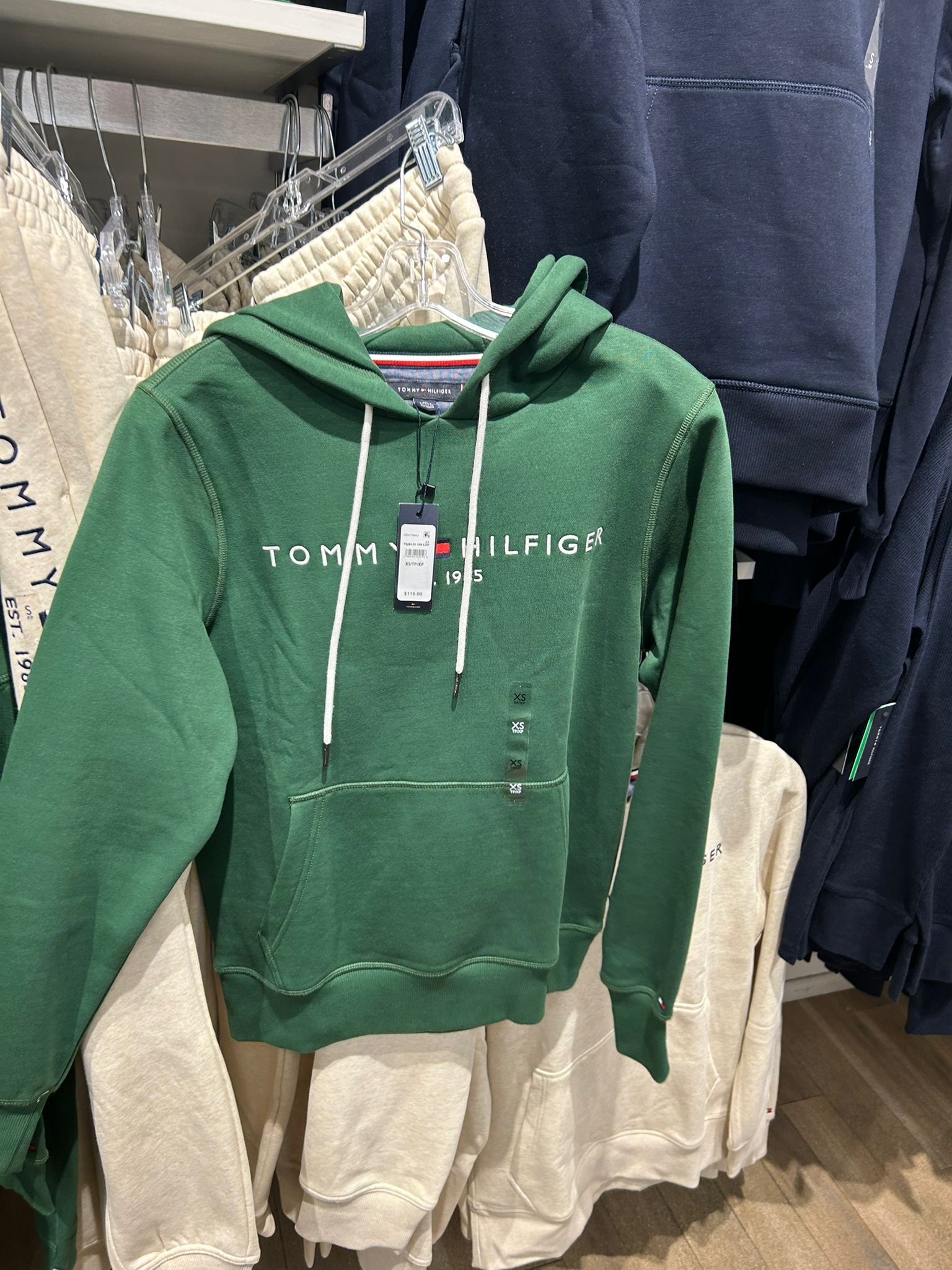 Tommy Mens' Embroidered Tommy Logo Hoodie Deep Evergreen