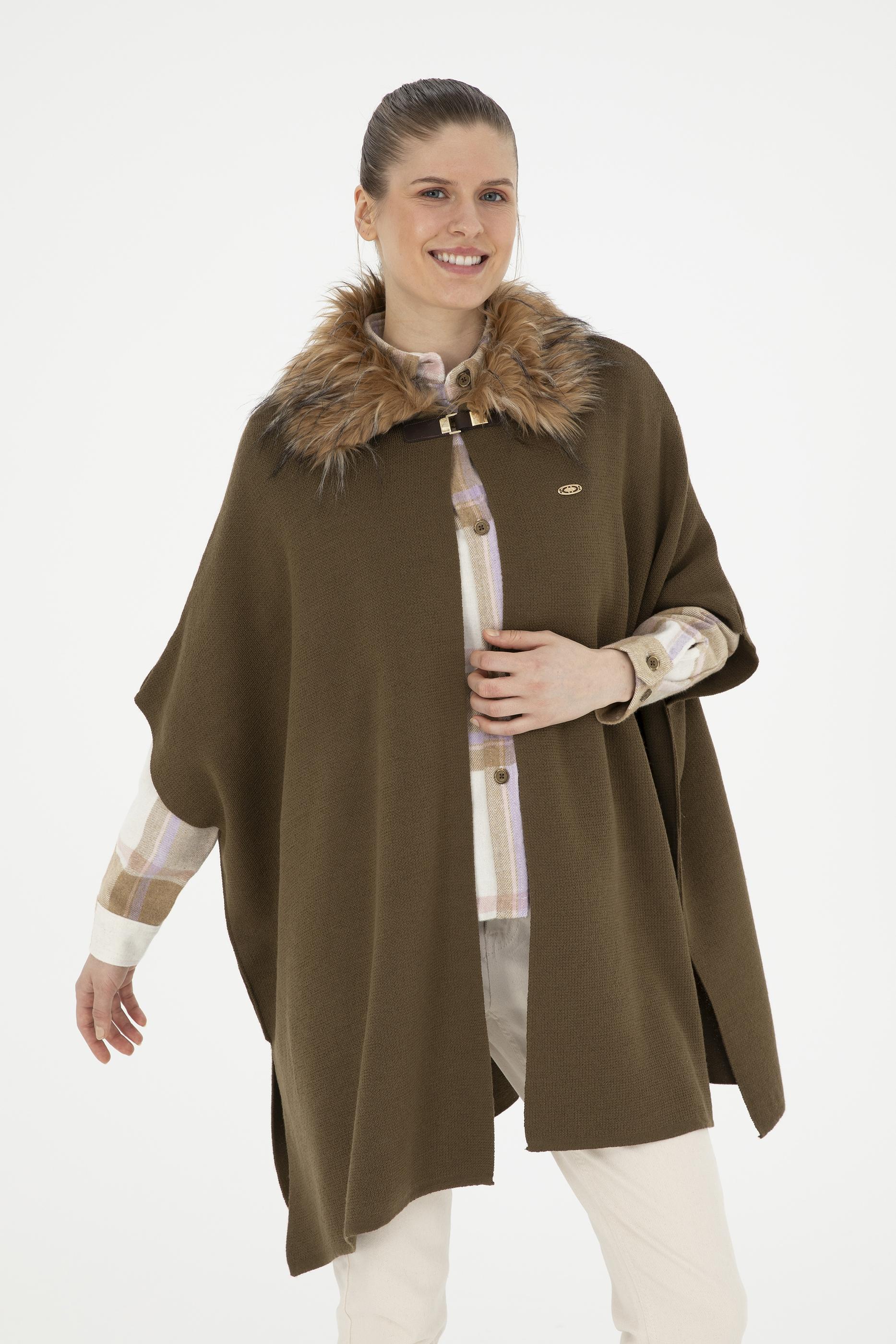 Womens U.S. Polo Khaki Knitwear Poncho