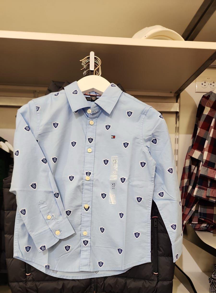 Tommy Hilfiger boys' shirt Allover Logo Stretch Shirt