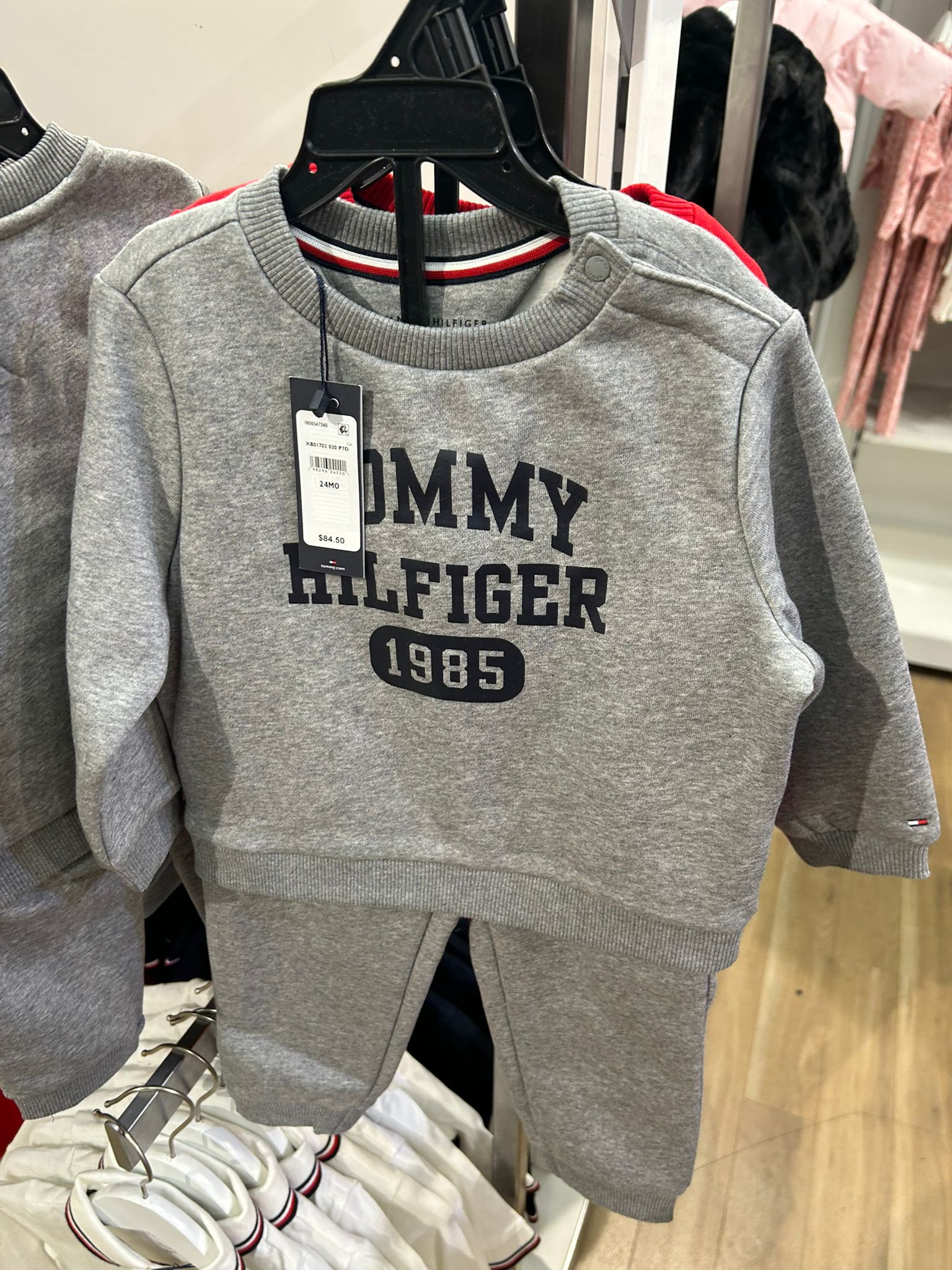 Baby Tommy Logo Sweatshirt and Pant Set Grey