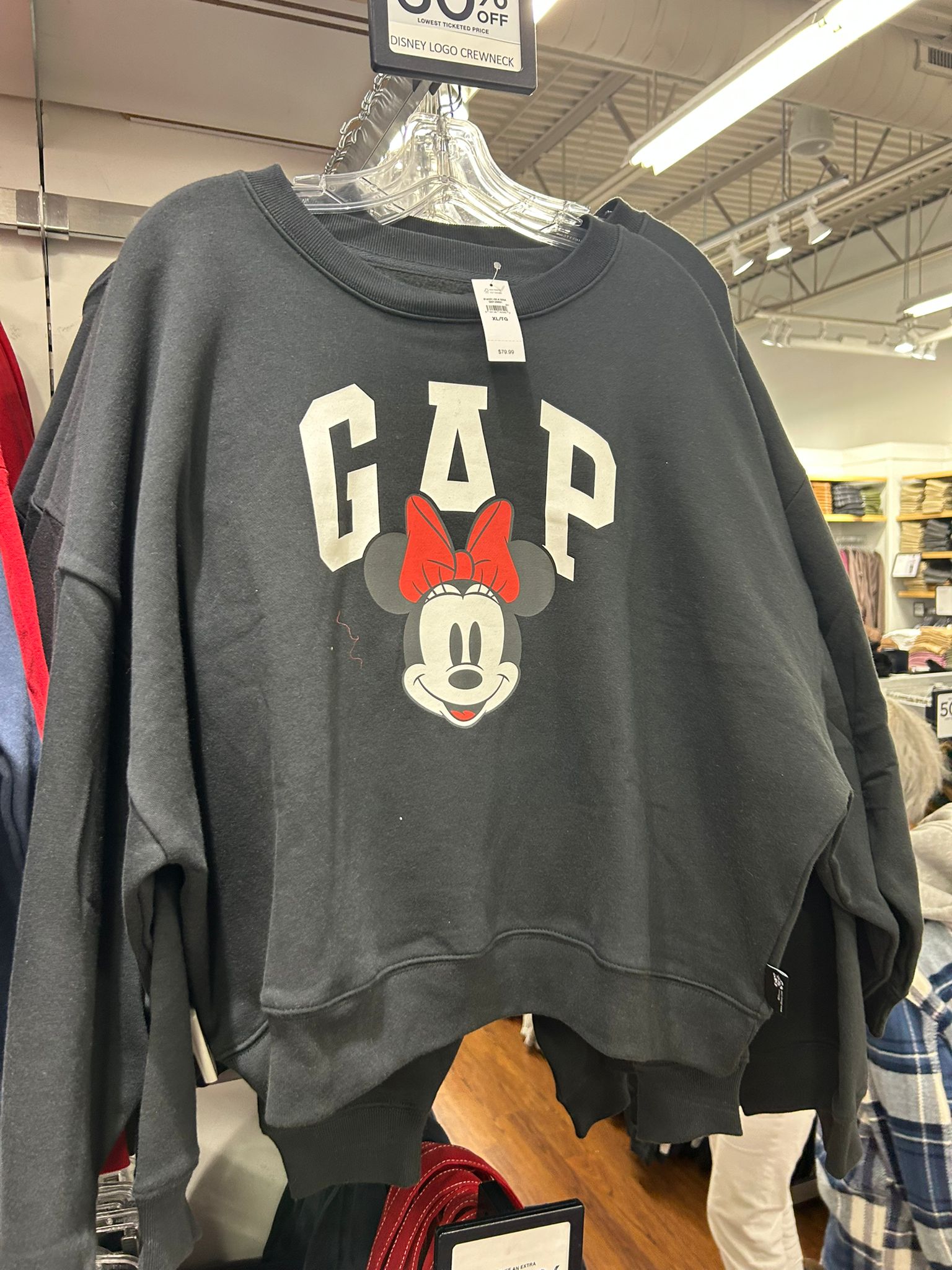 Womens' Gap × Disney Minnie Mouse Oversized Logo Sweatshirt Disney Family Black