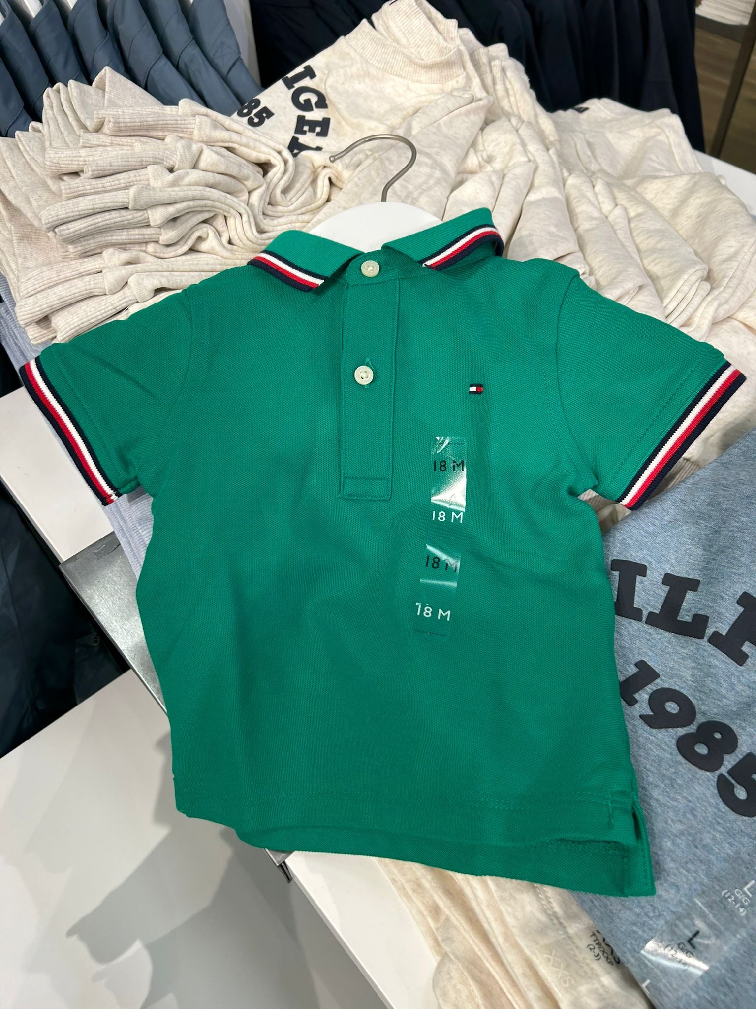 Tommy hilfiger Baby boy polo shirt with contrasting trim/Olympic Green