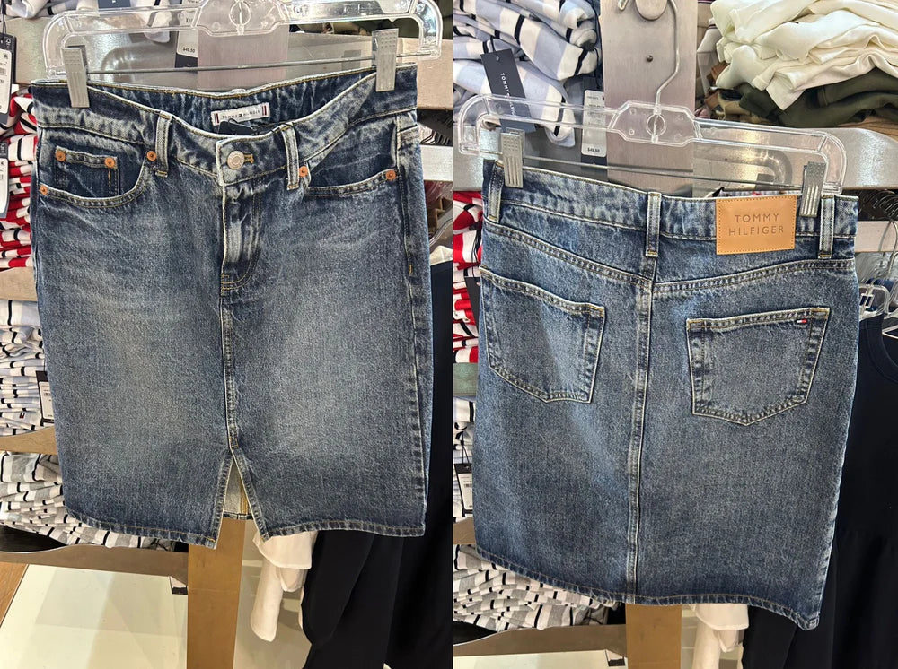 TOMMY WOMENS' Vintage Wash Denim Mini Skirt