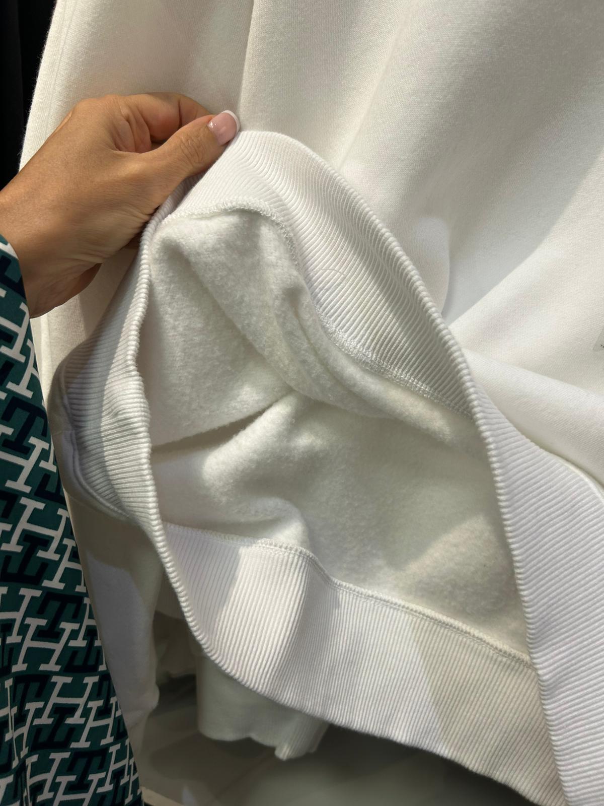 Womens' TOMMY Puff-Sleeve Fleece Sweatshirt Ecru