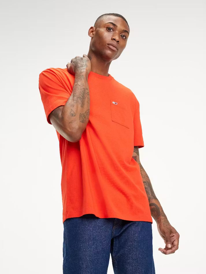 Tommy Hilfiger Men's Classics Pocket T-Shirt-Orange