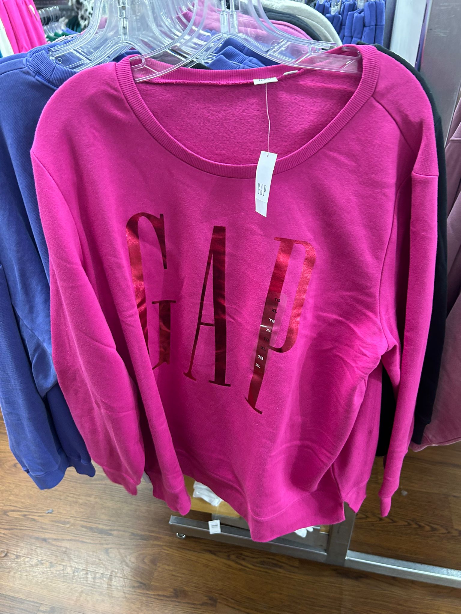 Gap Womens' Relaxed Gap Logo Sweatshirt Bright Fuchsia Pink