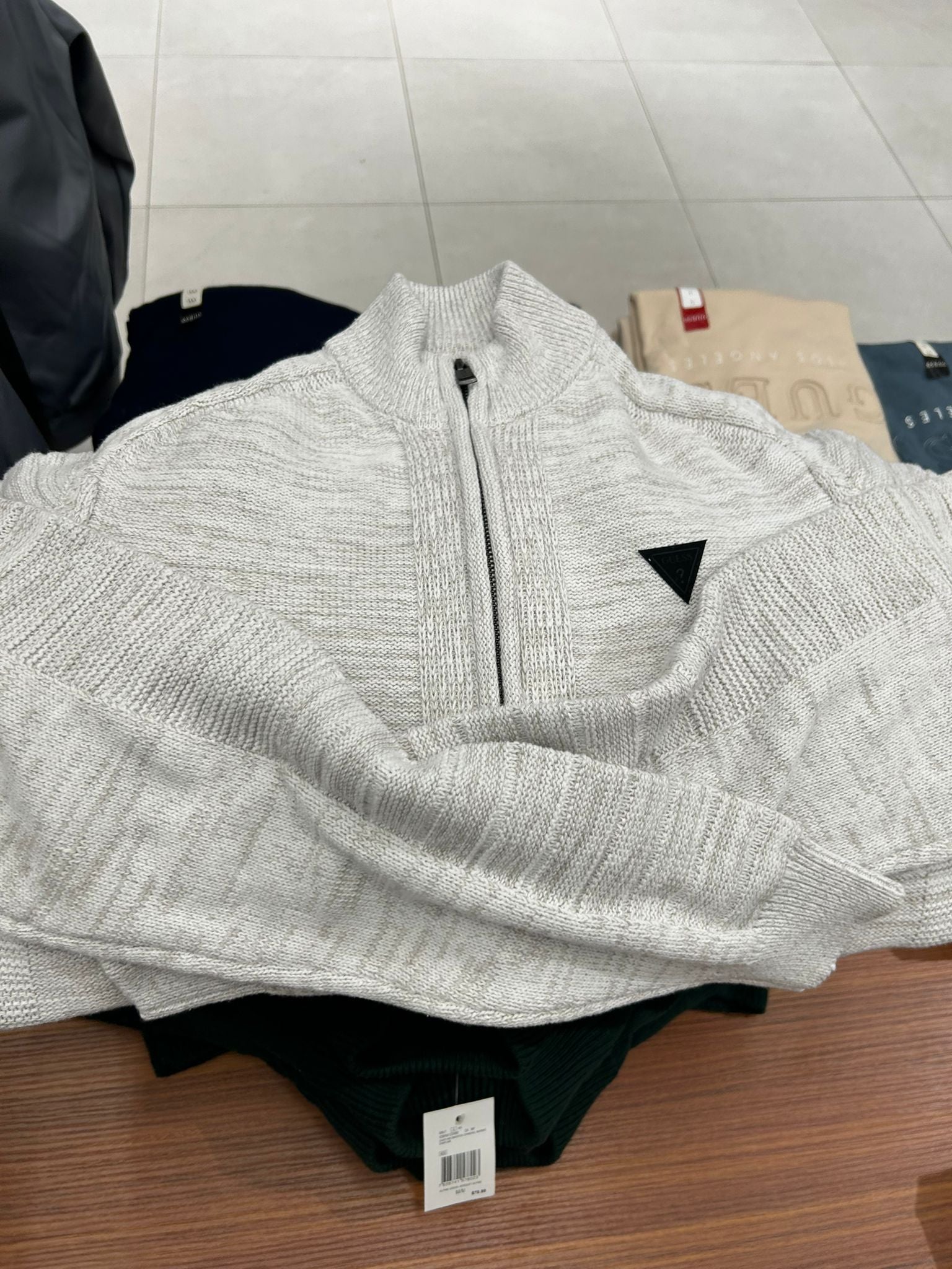 Guess MENS' Chaplain Marled Sweater BlackWhite