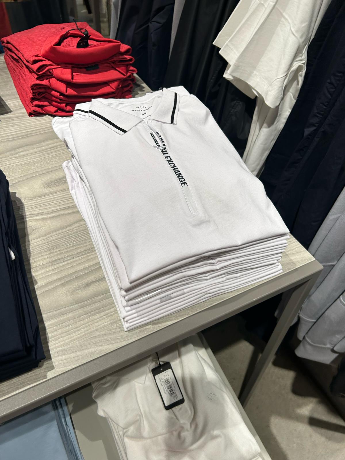 A X Armani Exchange Men Fixed Cotton Jersey Polo T-shirt/ WHITE