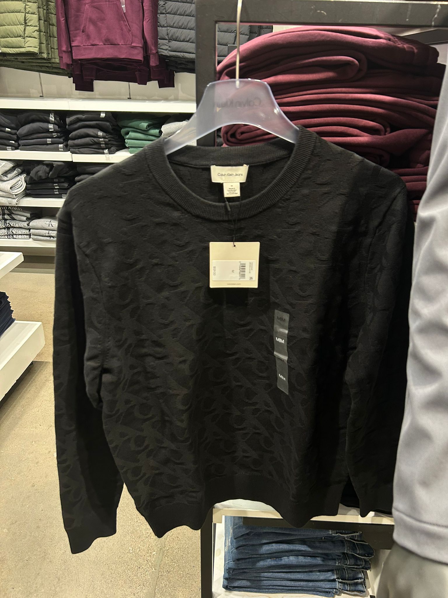 CALVIN KLEIN Mens' Allover Emblem Logo Ribbed Sweater Black