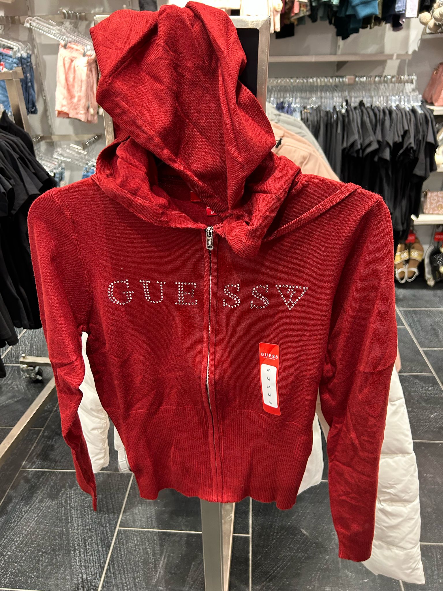 WOMEN GUESS Lainey Logo Zip Hoodie/ RED