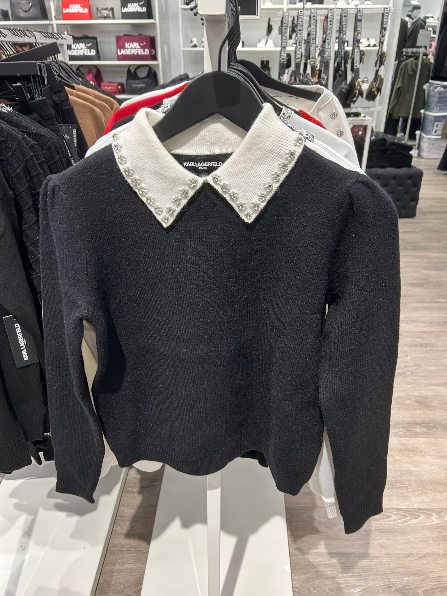 Karl Lagerfeld Paris Women's EMBELLISHED COLLAR SWEATER