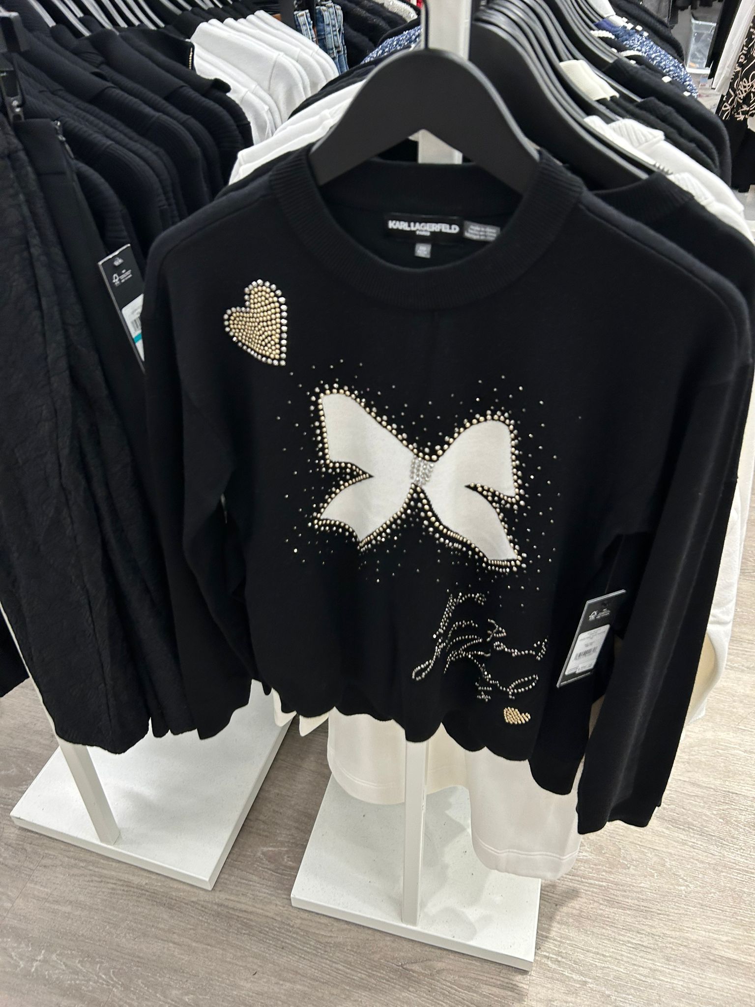 Karl Lagerfeld Paris Womens' WHIMSY BOW SWEATER BLACK