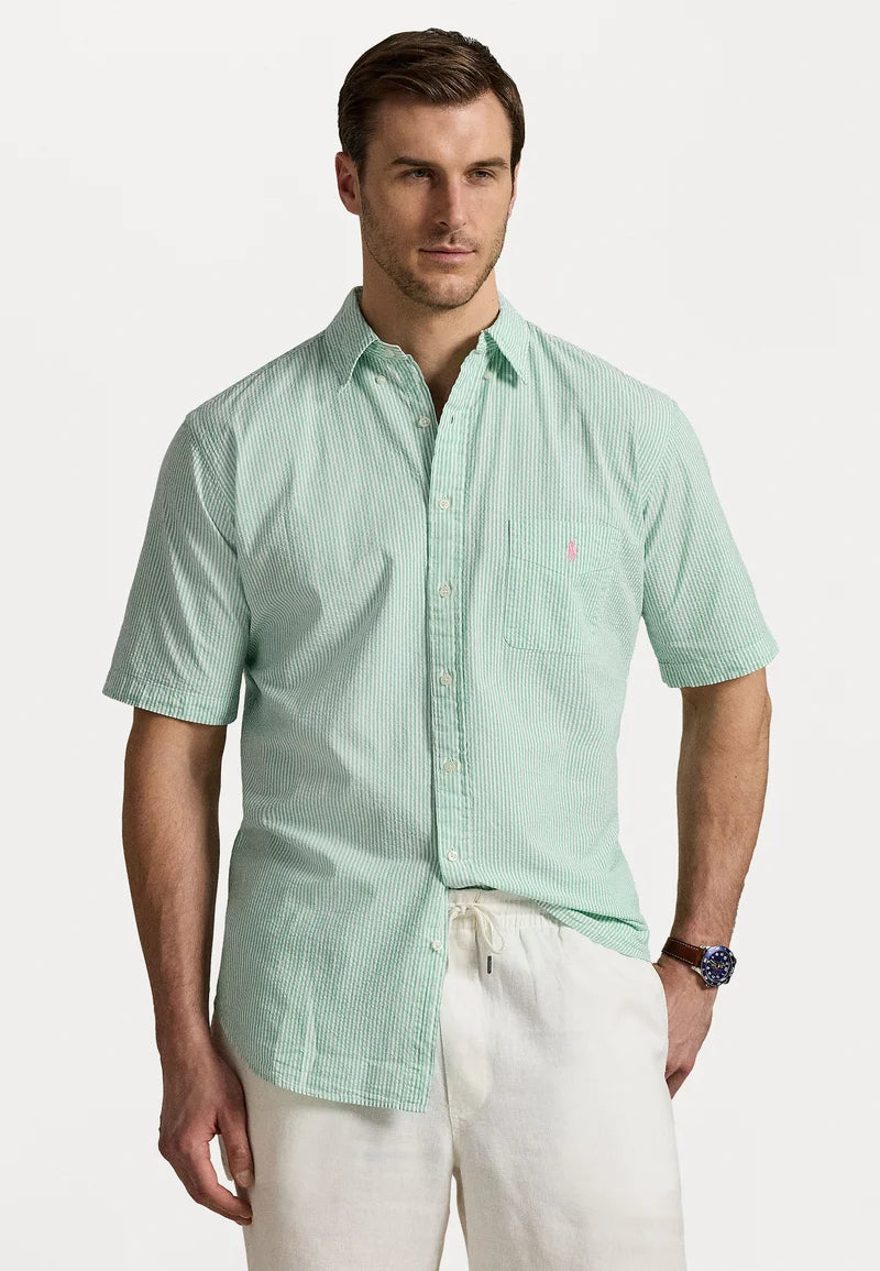 Polo Ralph Lauren Men's Short Sleeve Short Shirt- Green /White