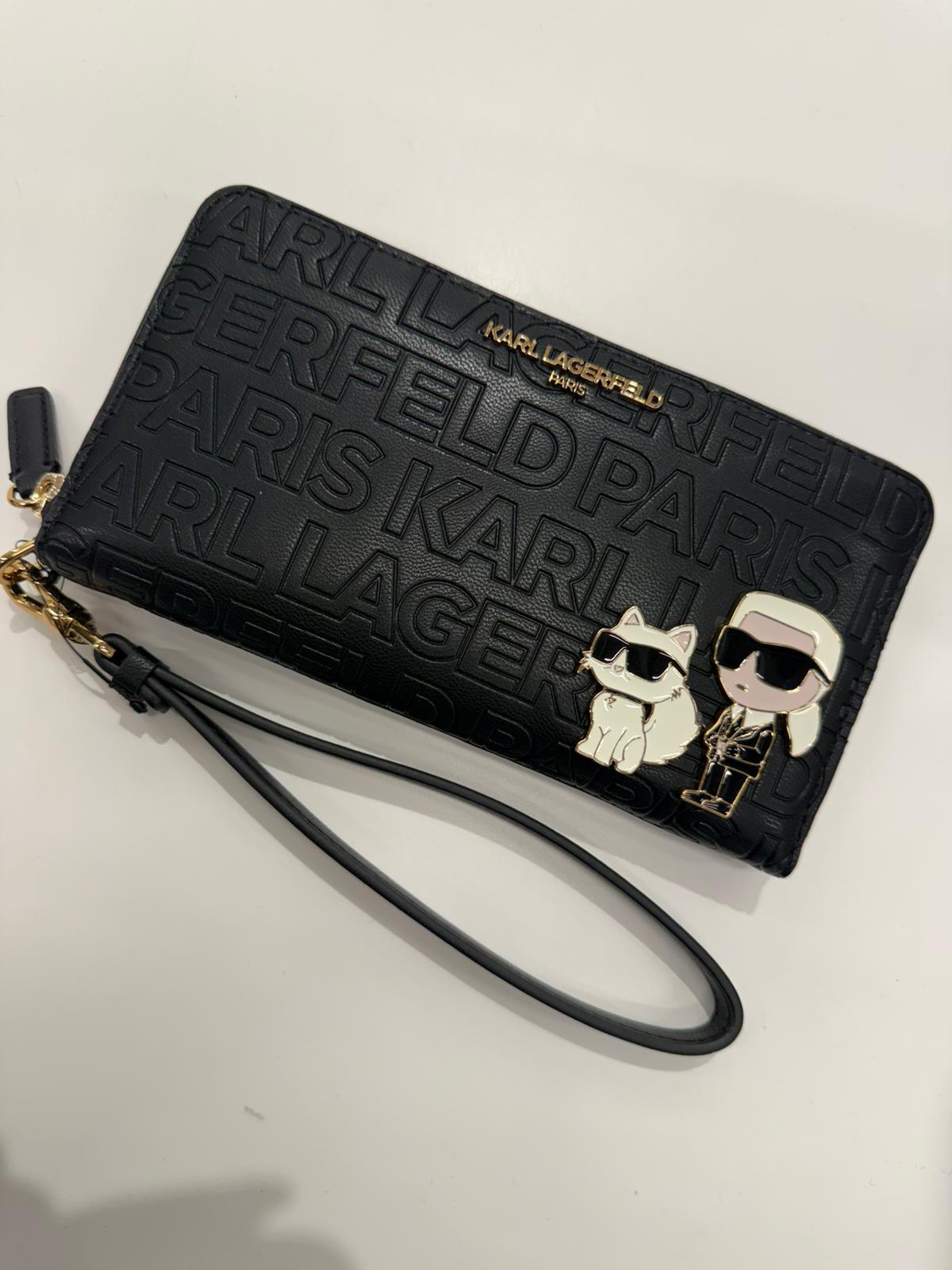 Karl Lagerfeld Paris Womens'  K/Ikonik 2.0 leather wallet black