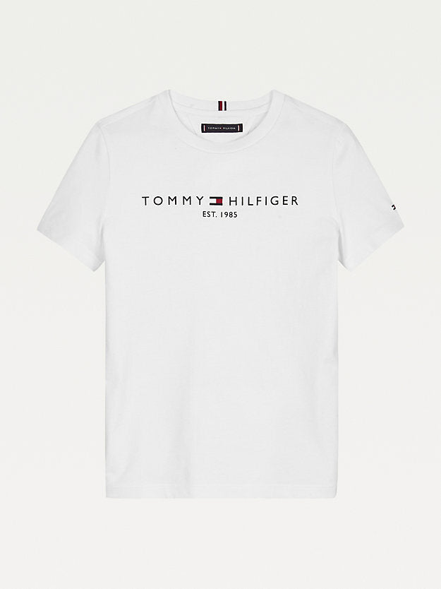 BOYS' TOMMY ESSENTIAL ORGANIC COTTON LOGO T-SHIRT- White