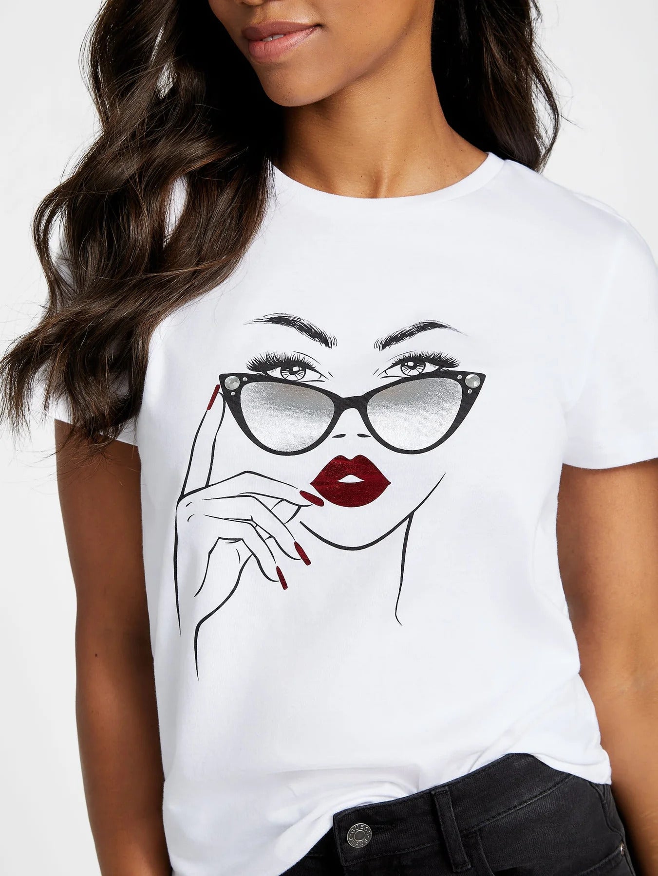 Womens' Guess Catia Model Graphic Tee/ White