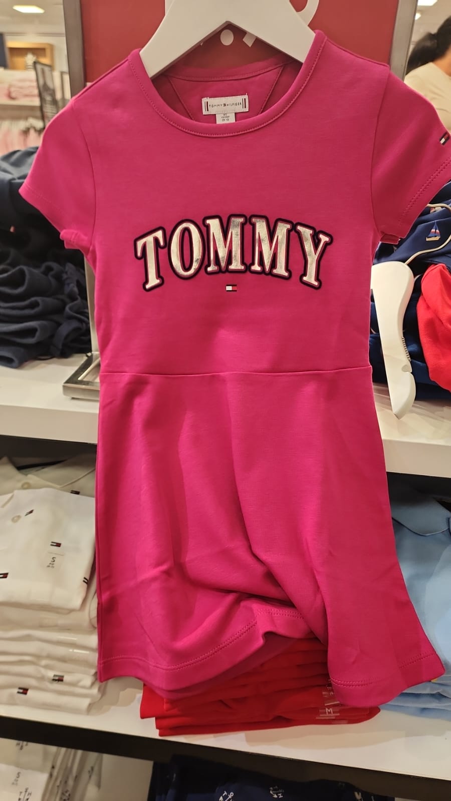 Girls' Tommy Ponte Metallic Tommy Logo Dress/Stunning Magenta