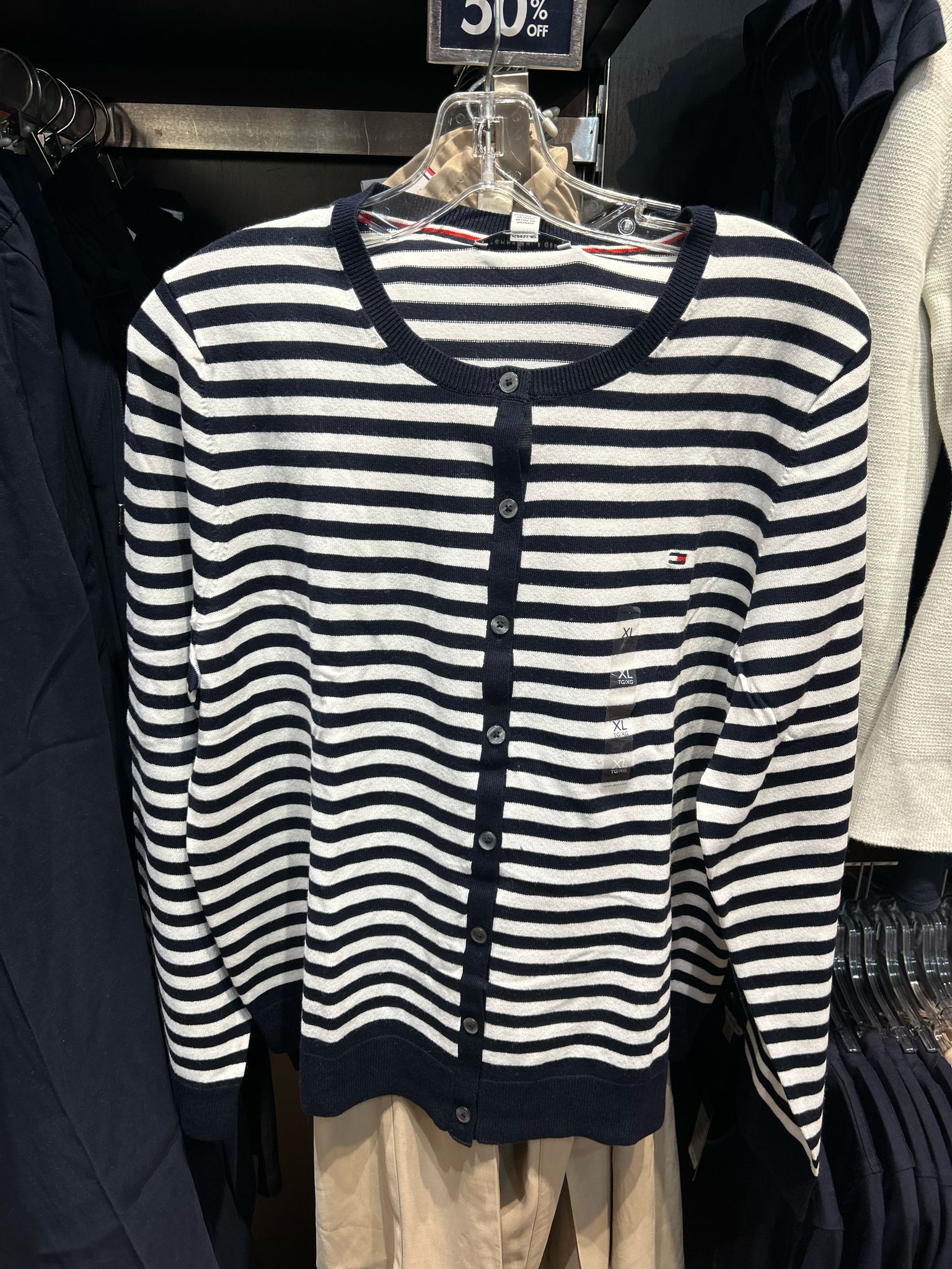 Women Tommy Stripe Long-Sleeve Cardigan