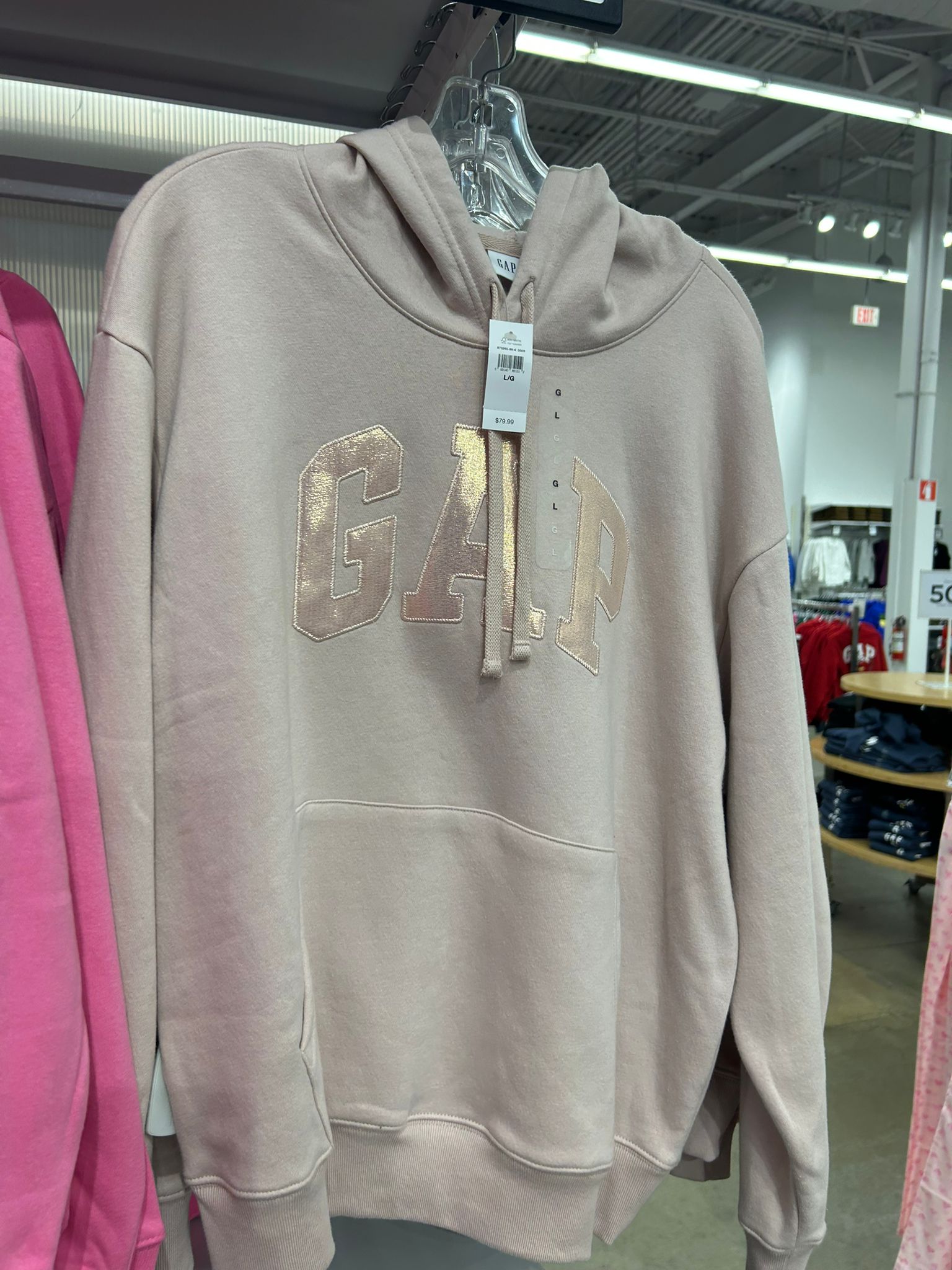 Womens' GAP Beige Graphic Logo Overhead Hoodie