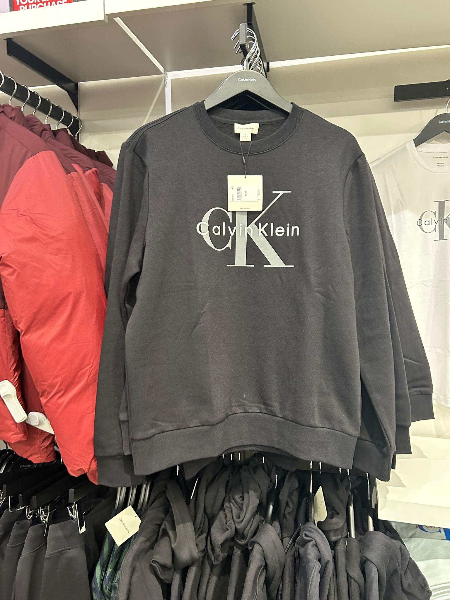 CALVIN KLEIN Mens' Monologo Fleece Crewneck Sweatshirt BLACK