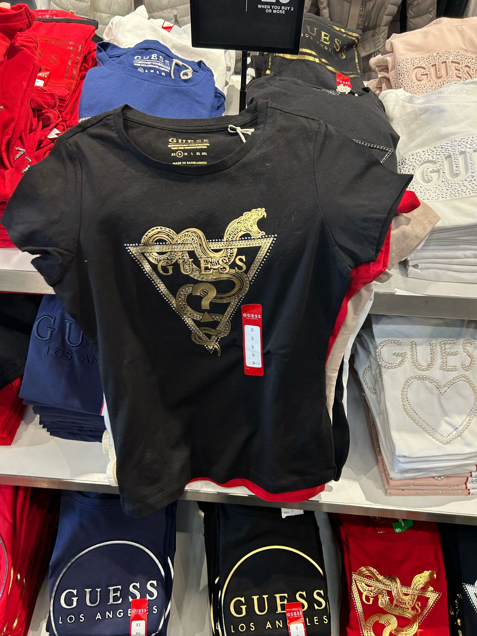 WOMEN GUESS Eco Snake Tee/ Black