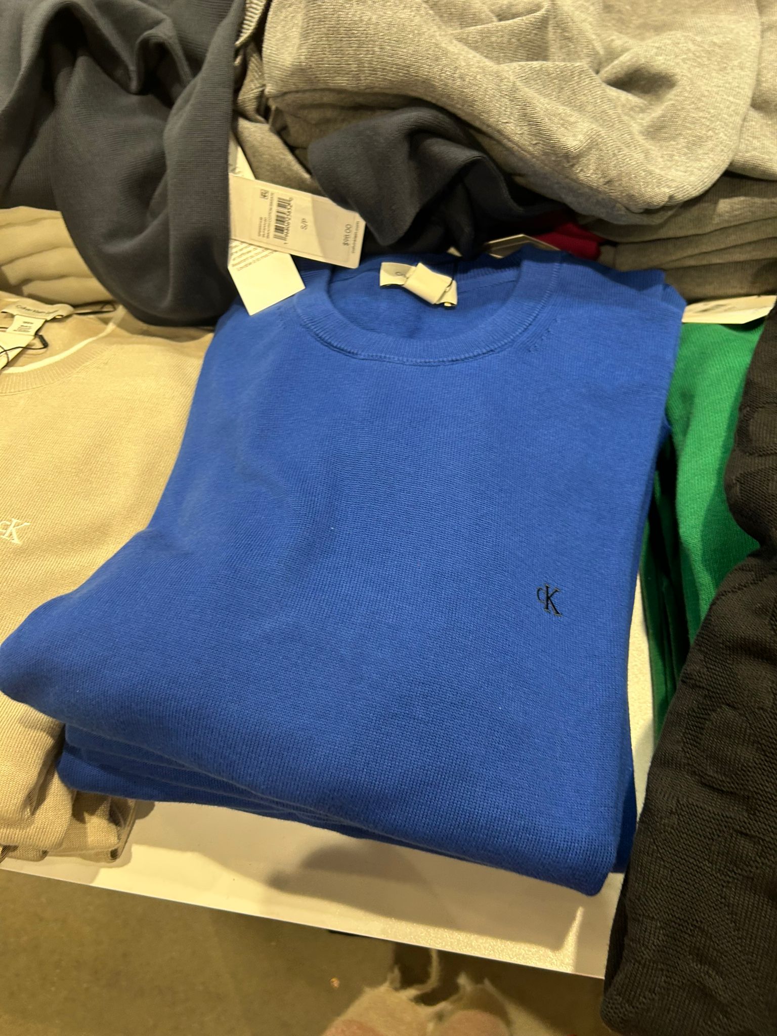 CALVIN KLEIN Mens' Smooth Cotton Sweater Admiral Blue