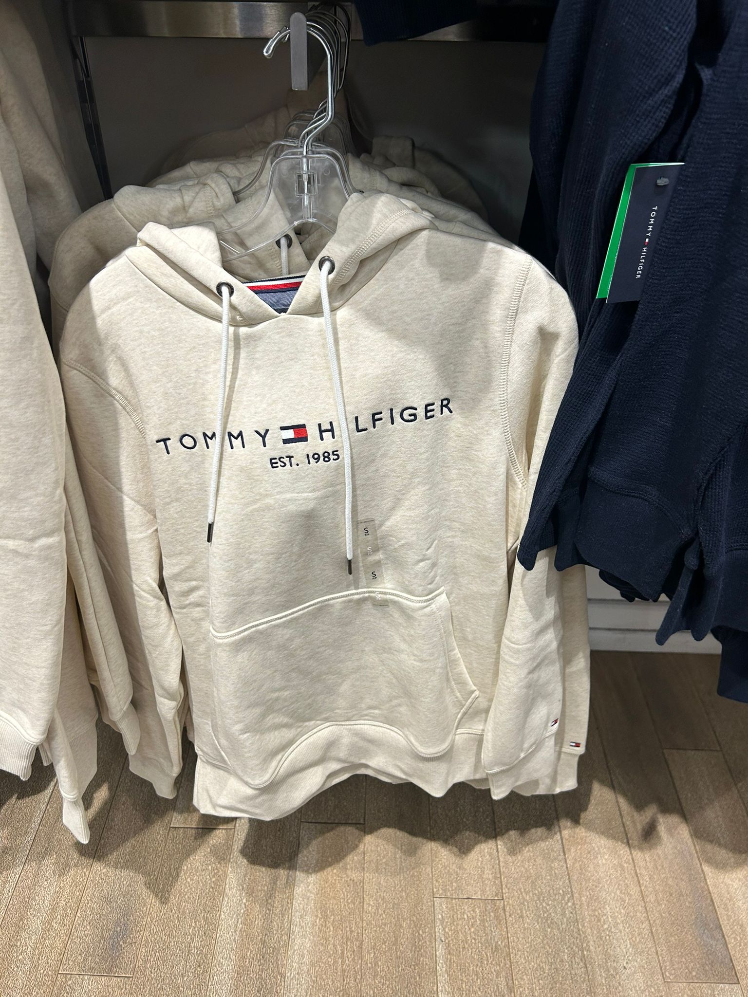 Tommy Mens' Embroidered Tommy Logo Hoodie Beige