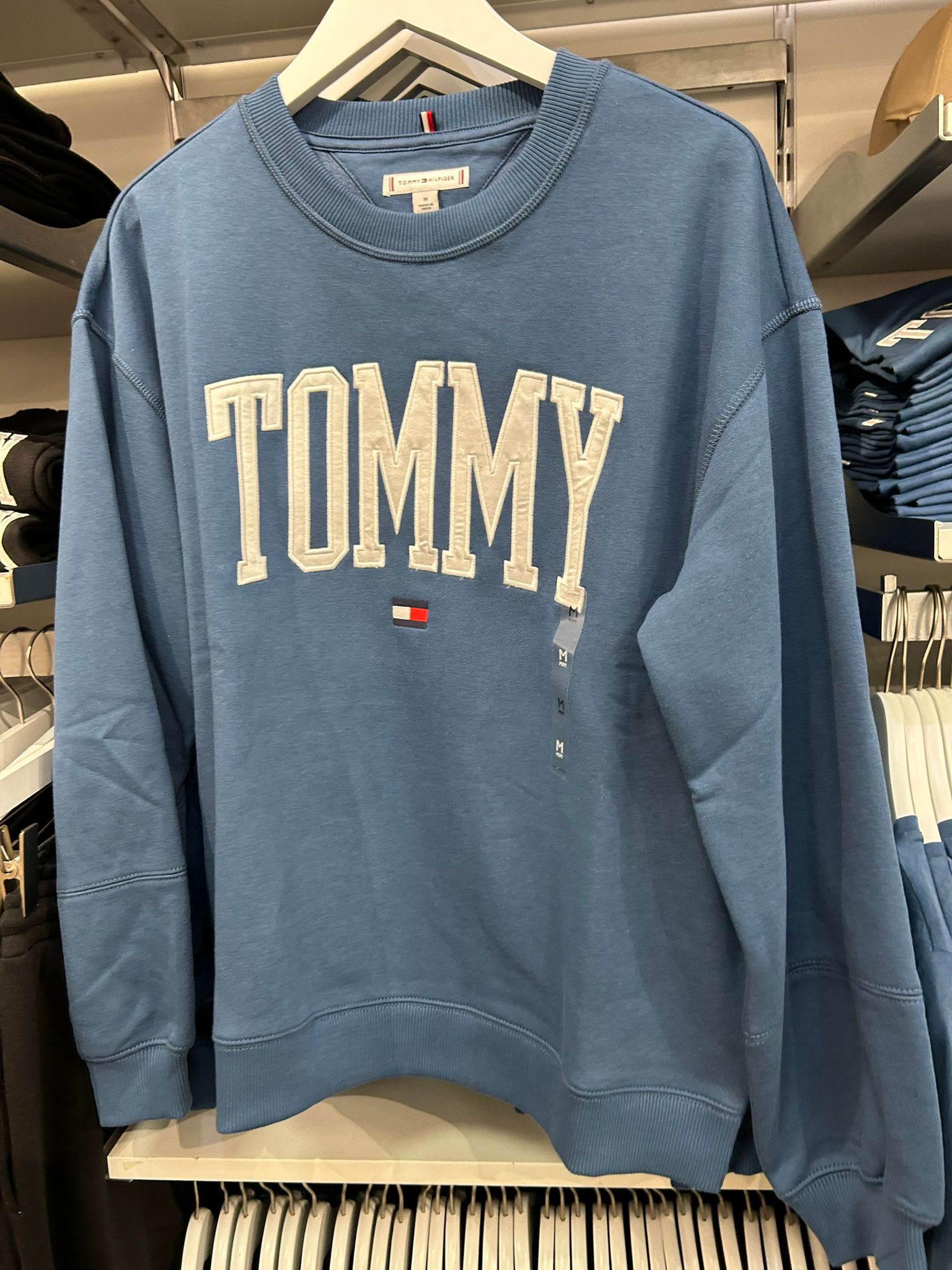 Tommy Womens' Varsity Tommy Logo Crewneck Sweatshirt/ Fossil Blue