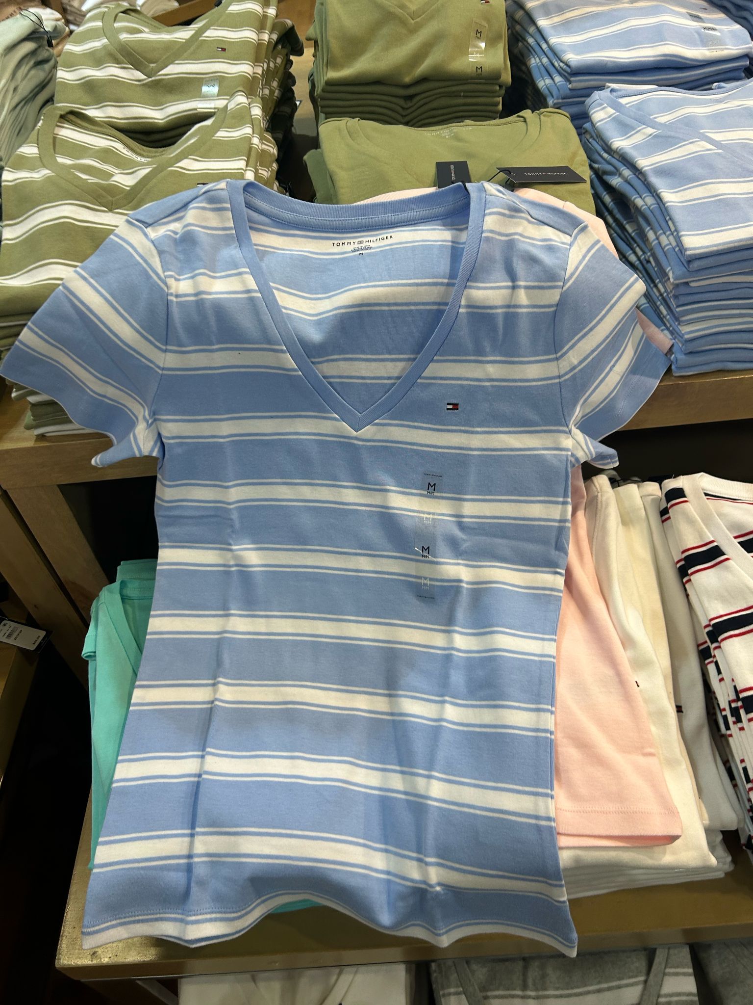 Tommy Hilfiger women's V-Neck Stripe Favorite T-Shirt