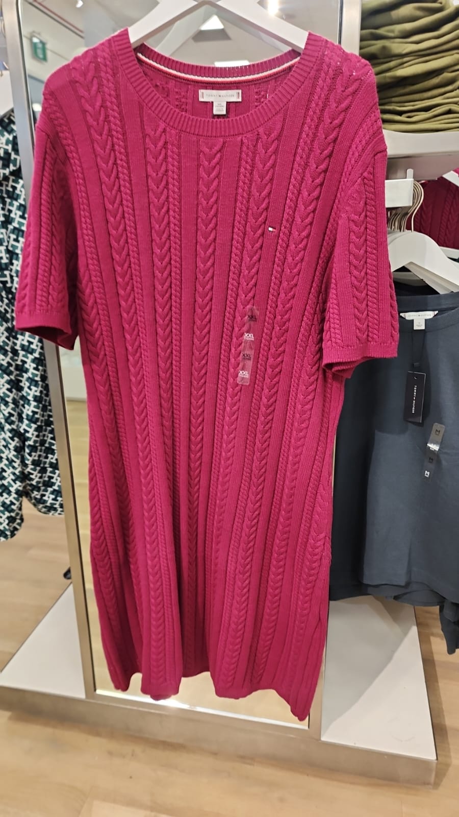 Tommy Womens'  Short-Sleeve Cable Knit Sweater Dress/ Italian Wine