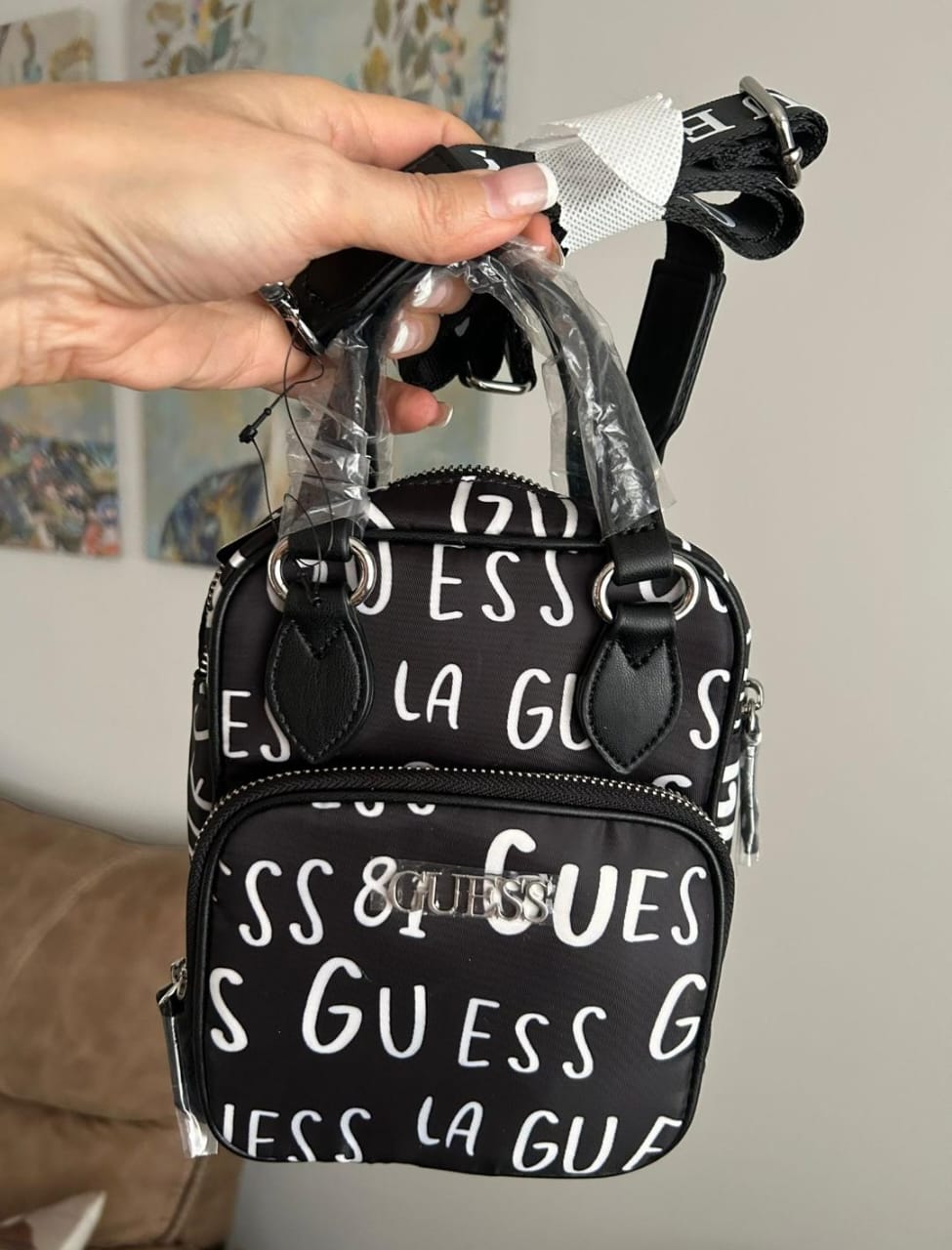 Guess Womens' Logo Print Nylon Crossbody