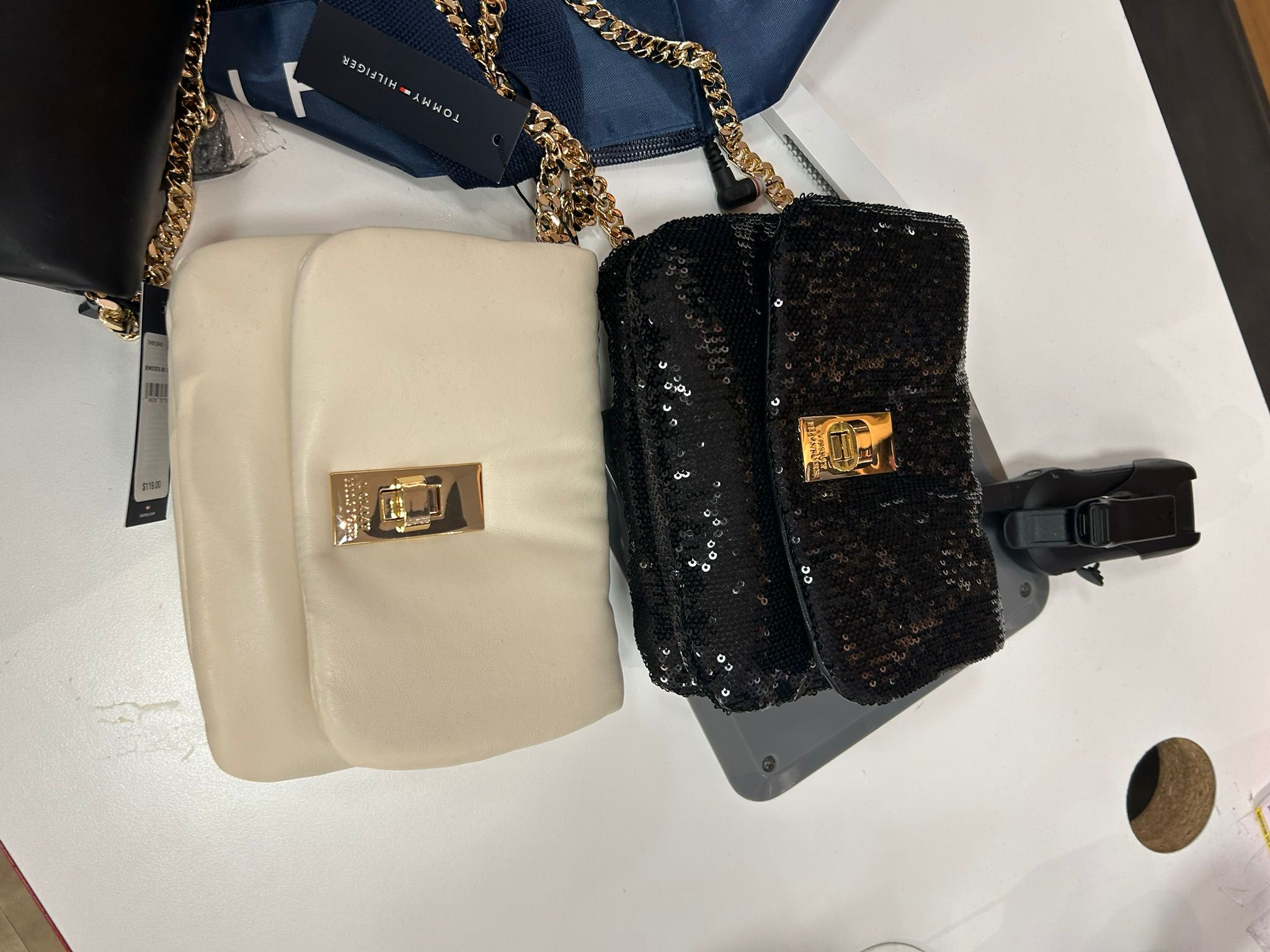 Womens' Tommy Chain Crossbody Bag - Glitter Black