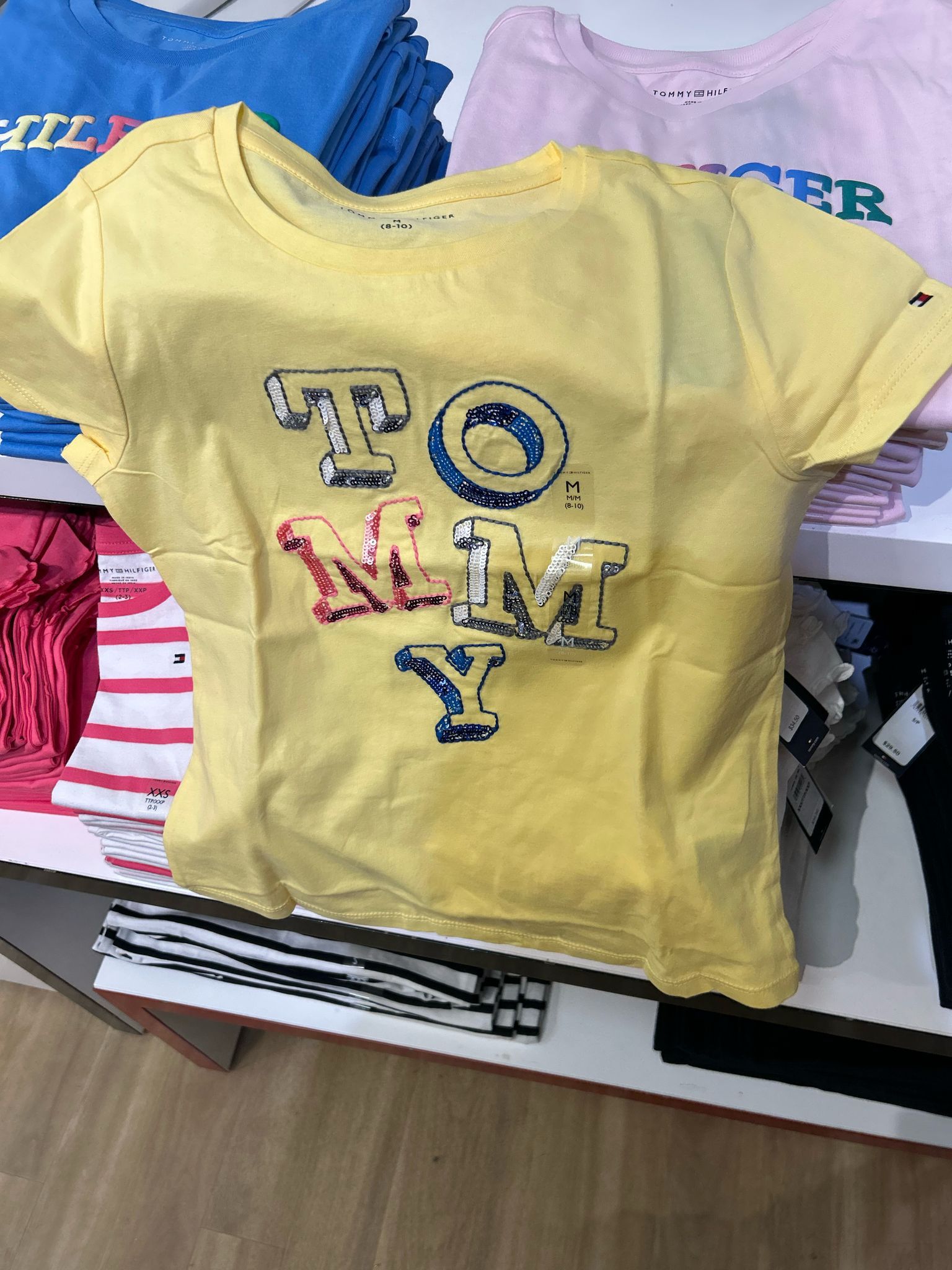 Girls' Tommy Sequin Tommy Logo T-Shirt / yellow