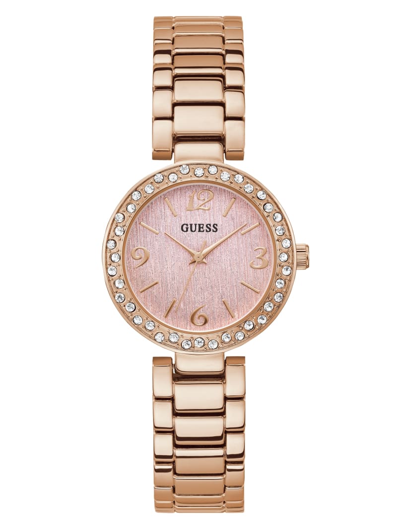 Women's Guess Rhinestone Rose Gold-Tone Analog Watch