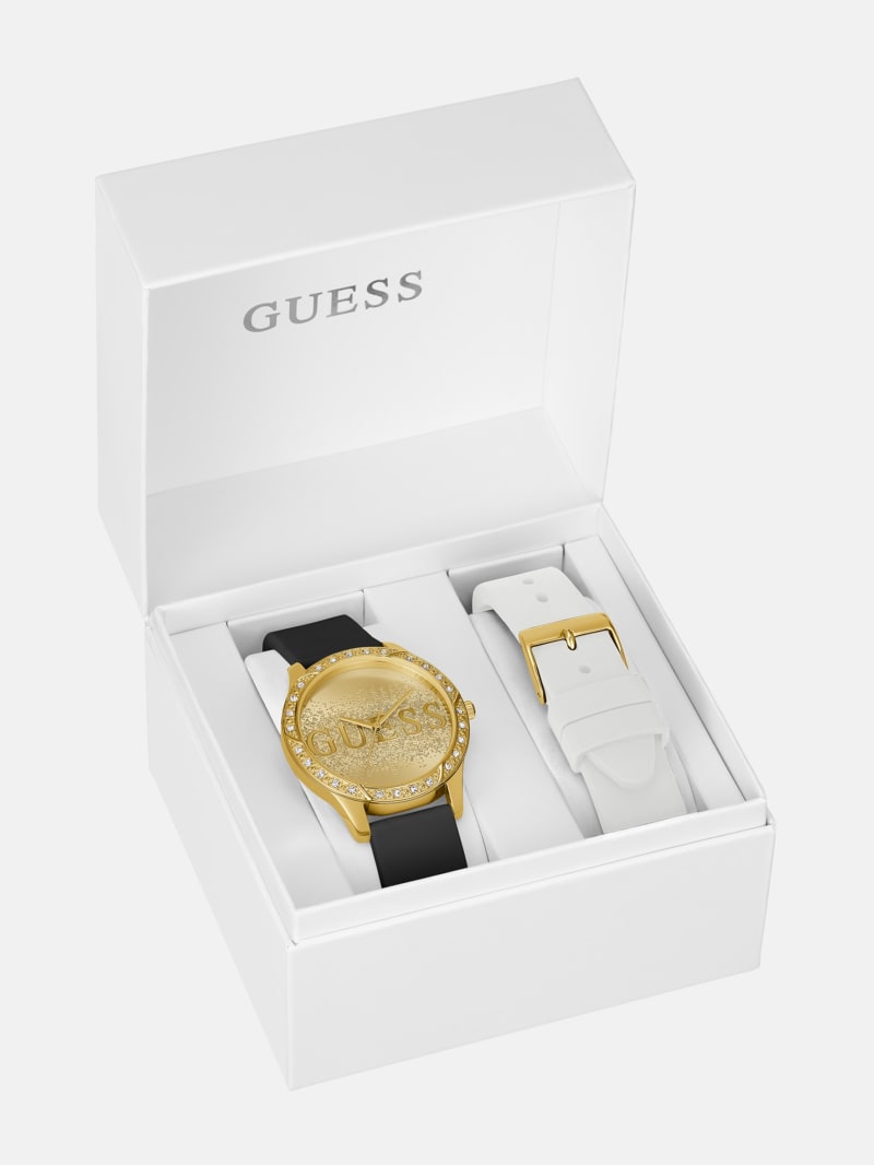 Women's Guess Gold-Tone Silicone Analog Watch Set