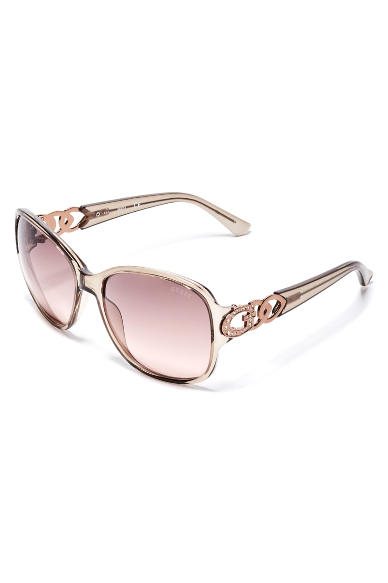 Womens' Guess Oversized Chain-Trim Sunglasses