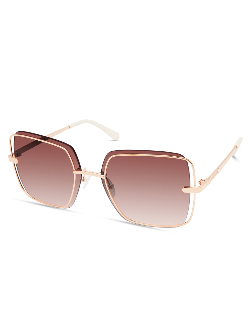 Womens' Guess Rimless Metal Square Sunglasses