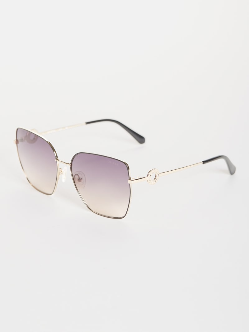 Womens' Guess Square Geometric Metal Sunglasses