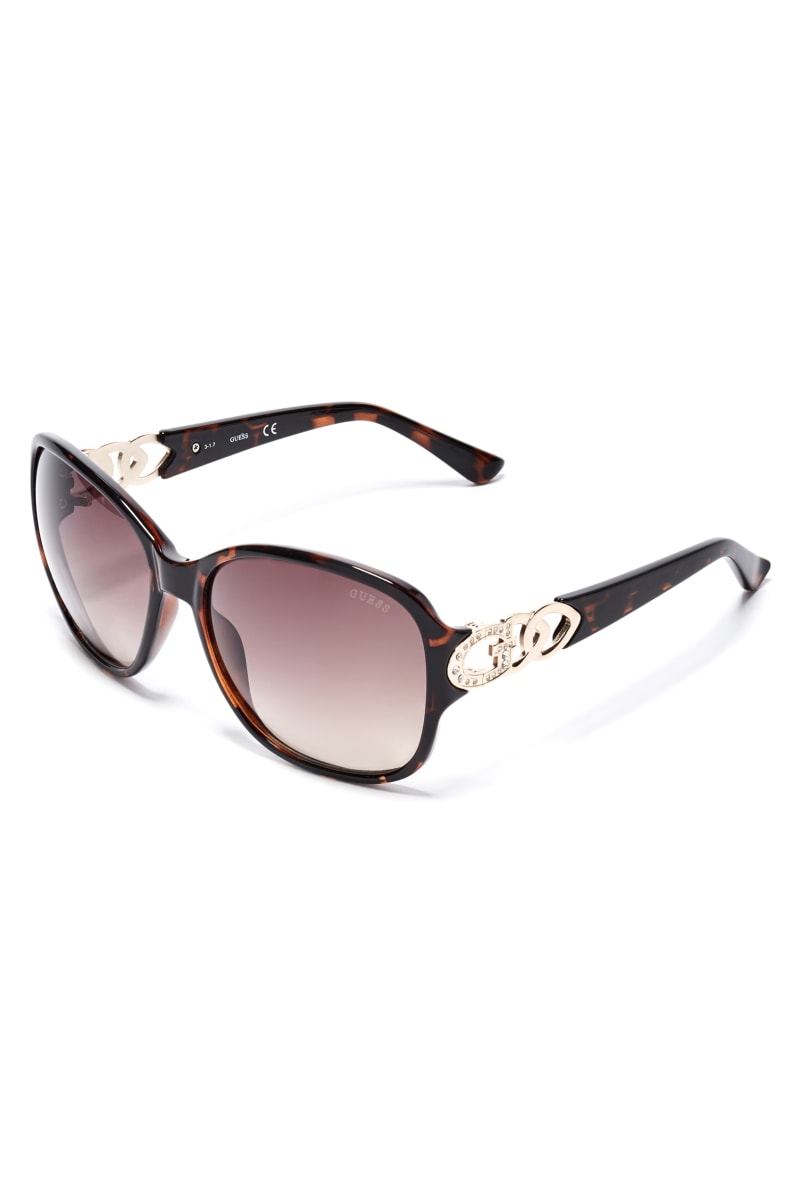 Womens' Guess Oversized Chain-Trim Sunglasses