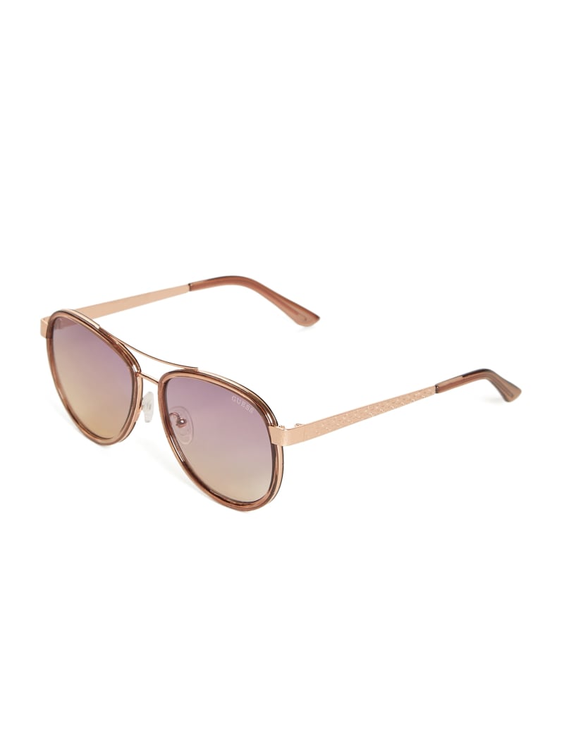 Womens' Guess Plastic Coated Metal Aviator Sunglasses