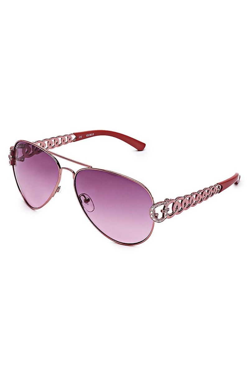 Womens' Guess Chain-Link Aviator Sunglasses