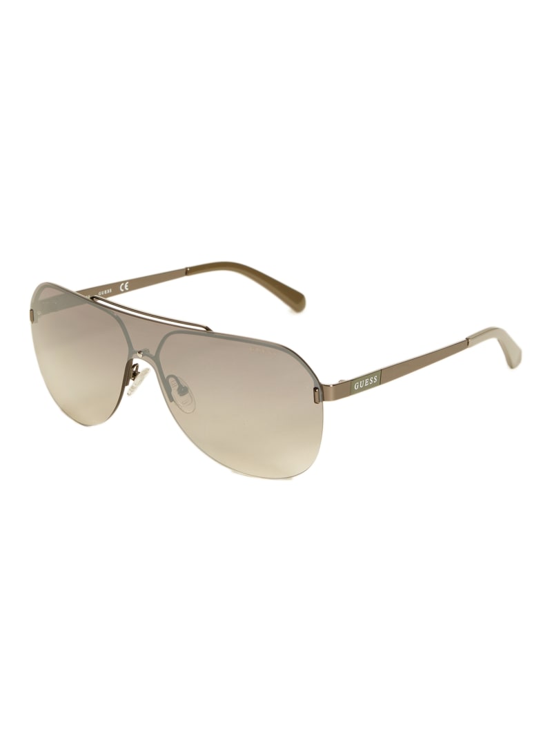 Mens' Guess Rimless Shield Sunglasses