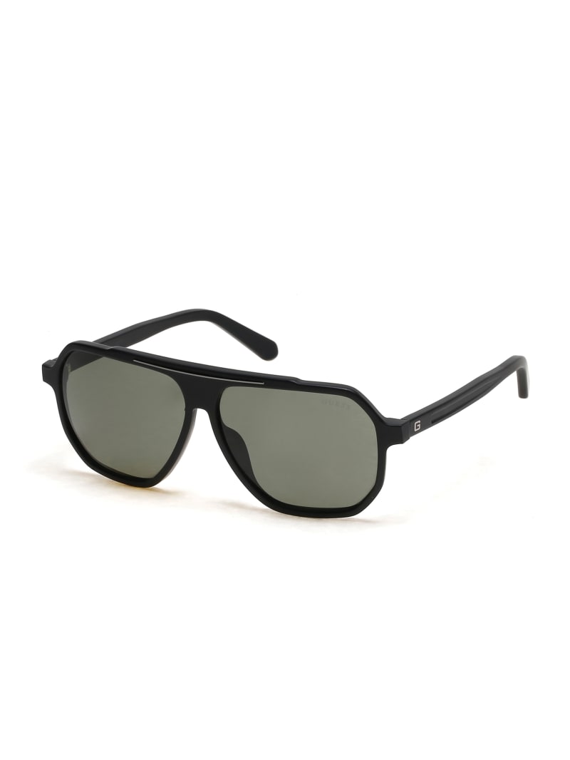 Mens' Guess Plastic Logo Temple Aviators