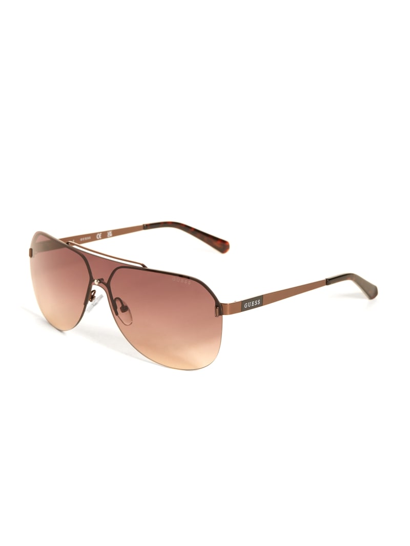 Mens' Guess Rimless Shield Sunglasses